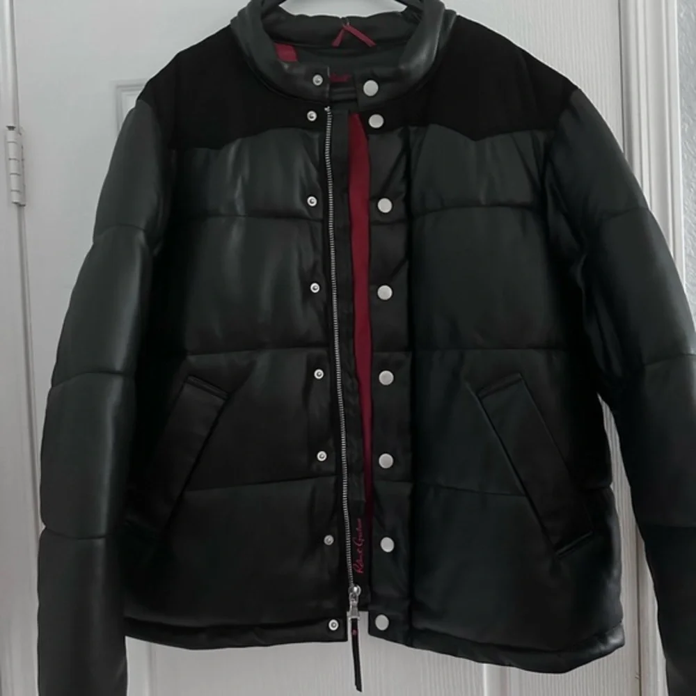 NWT ROBERT GRAHAM MEN’S‎ PUFFER JACKET FAUX LEATHER/SUEDE COAT BLACK INSULATED